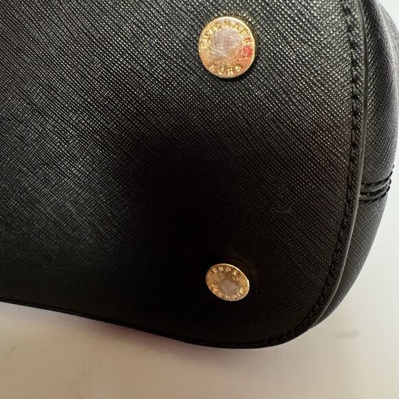 MICHAEL KORS Jet Set Large Saffiano Leather Black Pocket Tote Gold Trim Bag - Picture 8 of 13